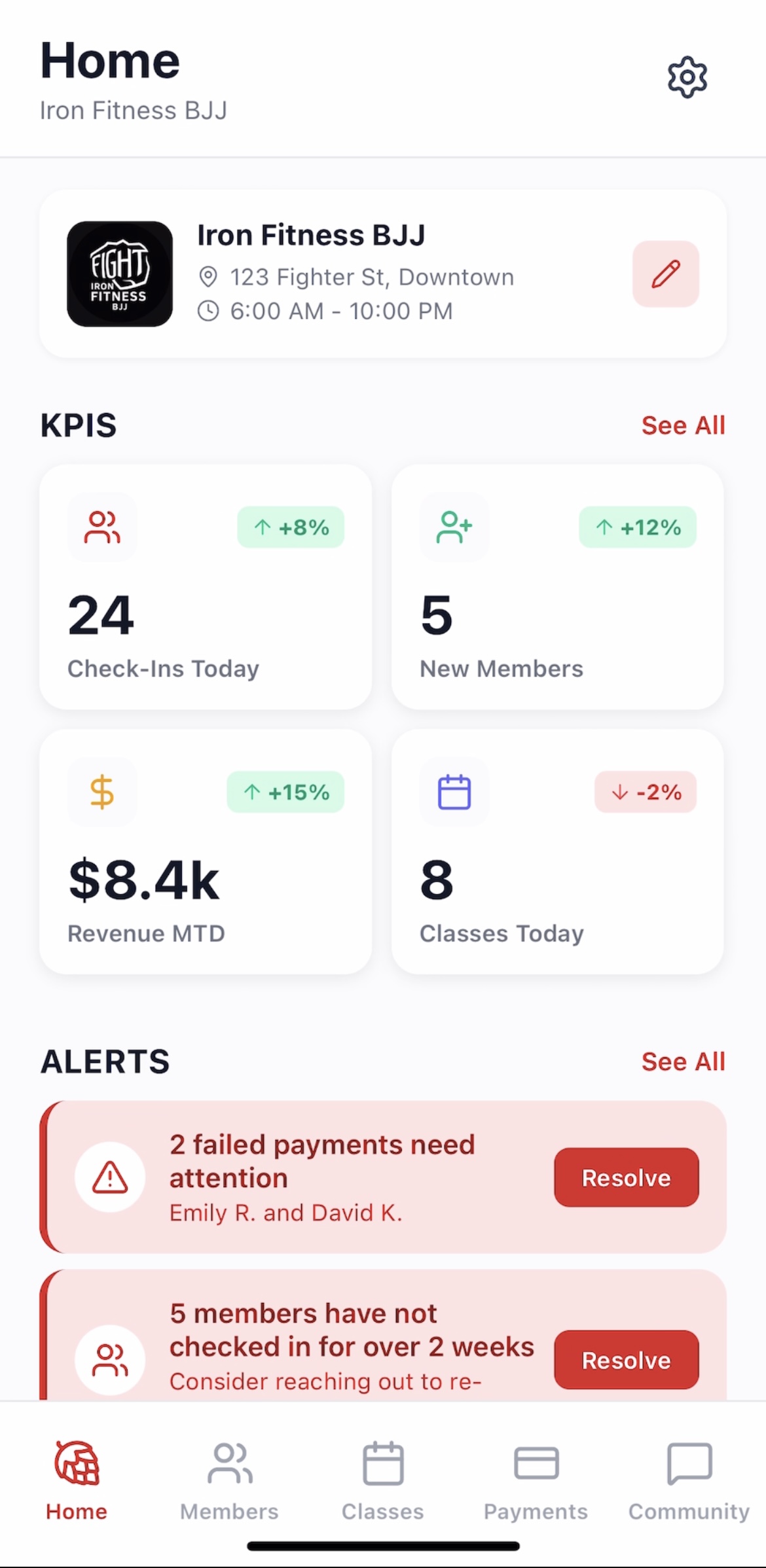 Gym Owner Dashboard